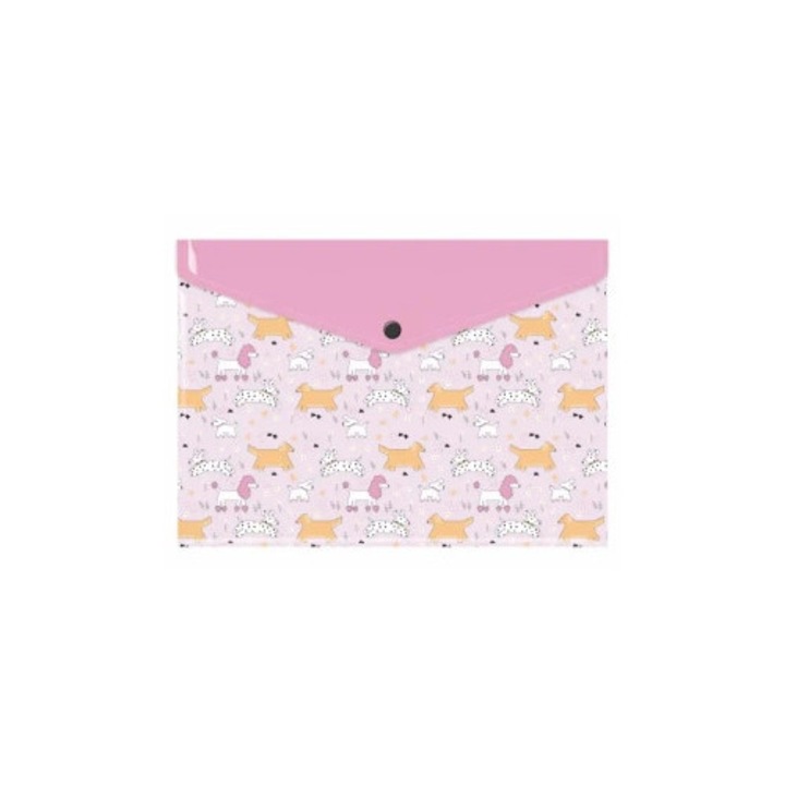 Mapa A4 Biurfol cu imprimeu, culoare contrastanta, inchidere cu capse