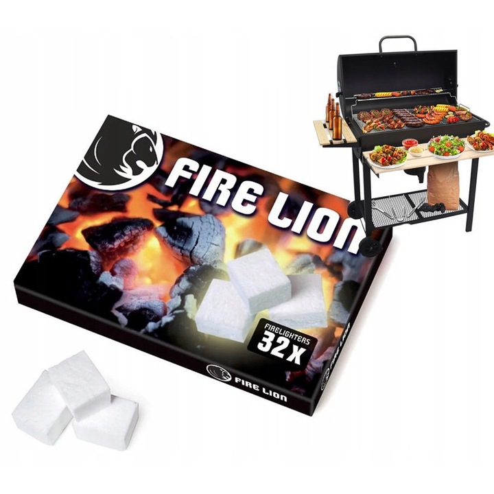 Ustensile gratar, Fire Lion, set 32 bucati, pentru gratar, semineu, foc de tabara