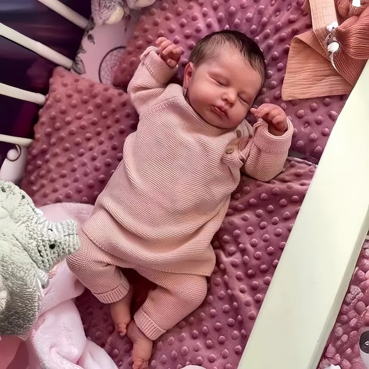 Păpușă reborn scnbom 20inch 1,4kg fetită, silicon, 50cm, set cu haine și accesorii