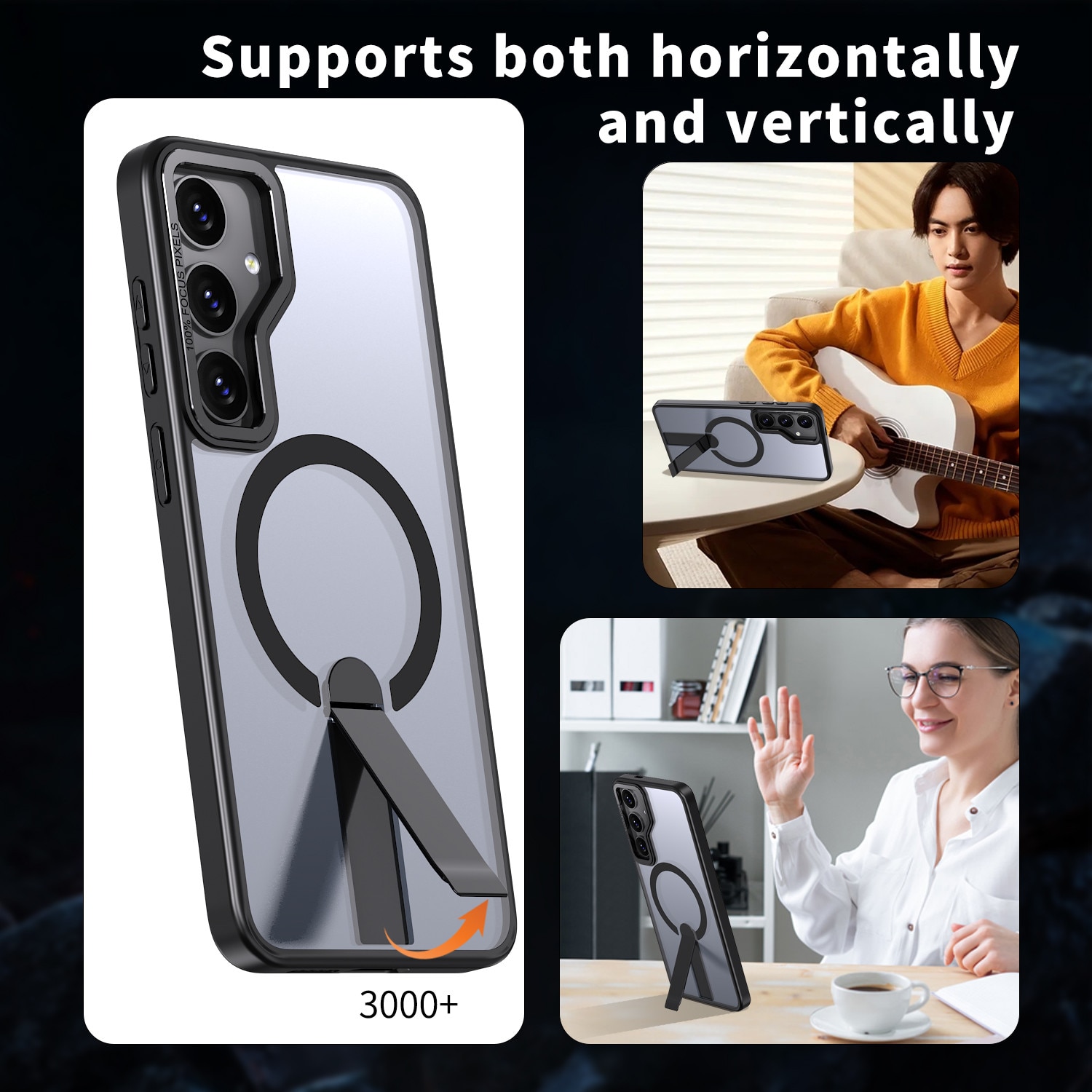 Husa de protectie pentru Samsung Galaxy S25 FE Compatibila cu MagSafe, Kickstand Metalic, TPU + Acril, Negru – Protectie Premium si Design Elegant