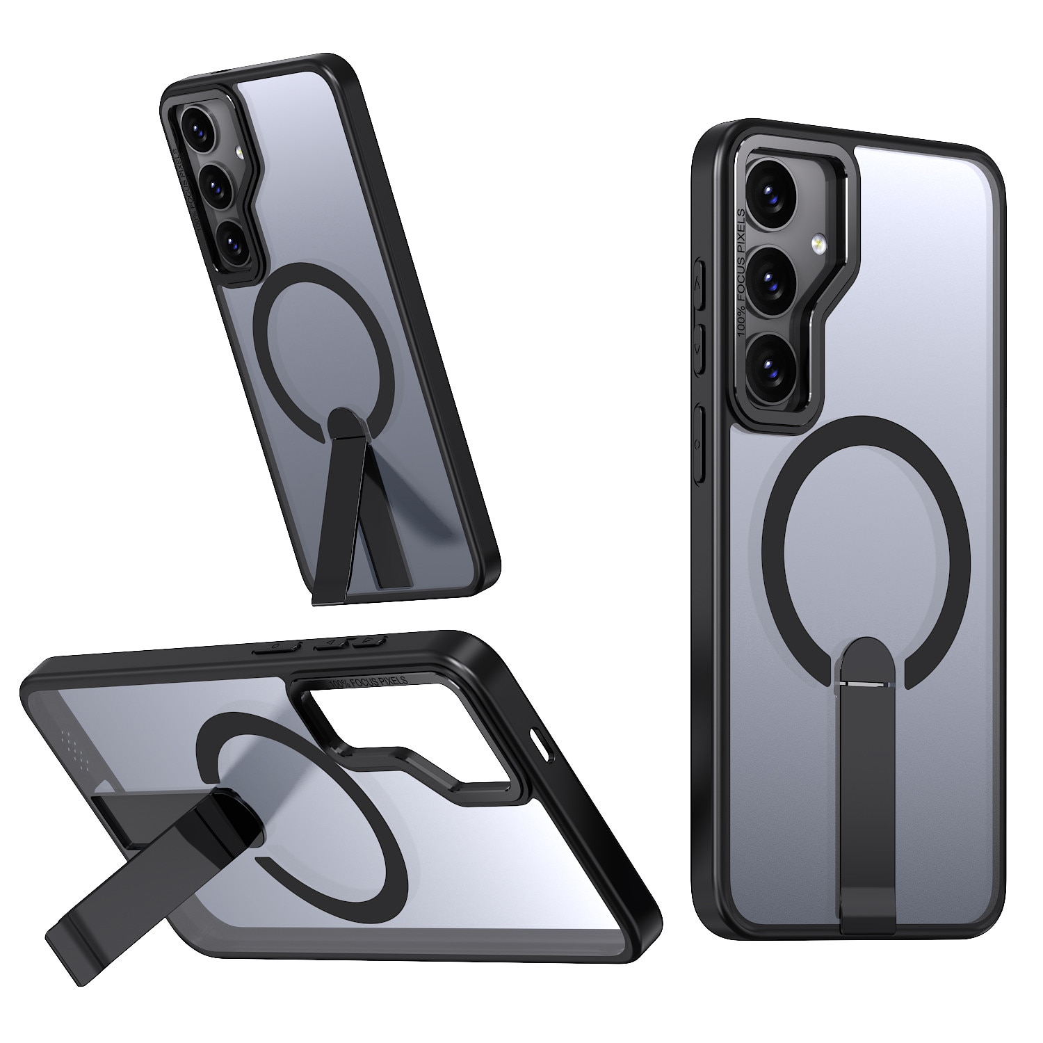 Husa de protectie pentru Samsung Galaxy S25 FE Compatibila cu MagSafe, Kickstand Metalic, TPU + Acril, Negru – Protectie Premium si Design Elegant
