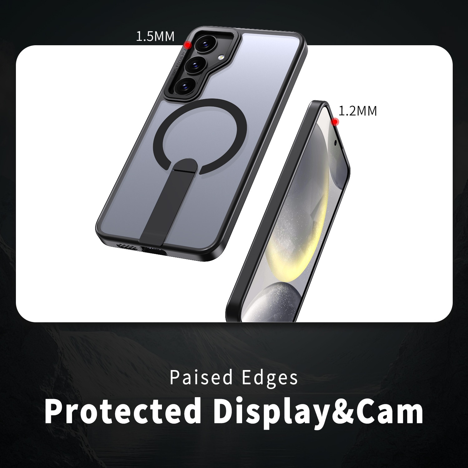 Husa de protectie pentru Samsung Galaxy S25 FE Compatibila cu MagSafe, Kickstand Metalic, TPU + Acril, Negru – Protectie Premium si Design Elegant