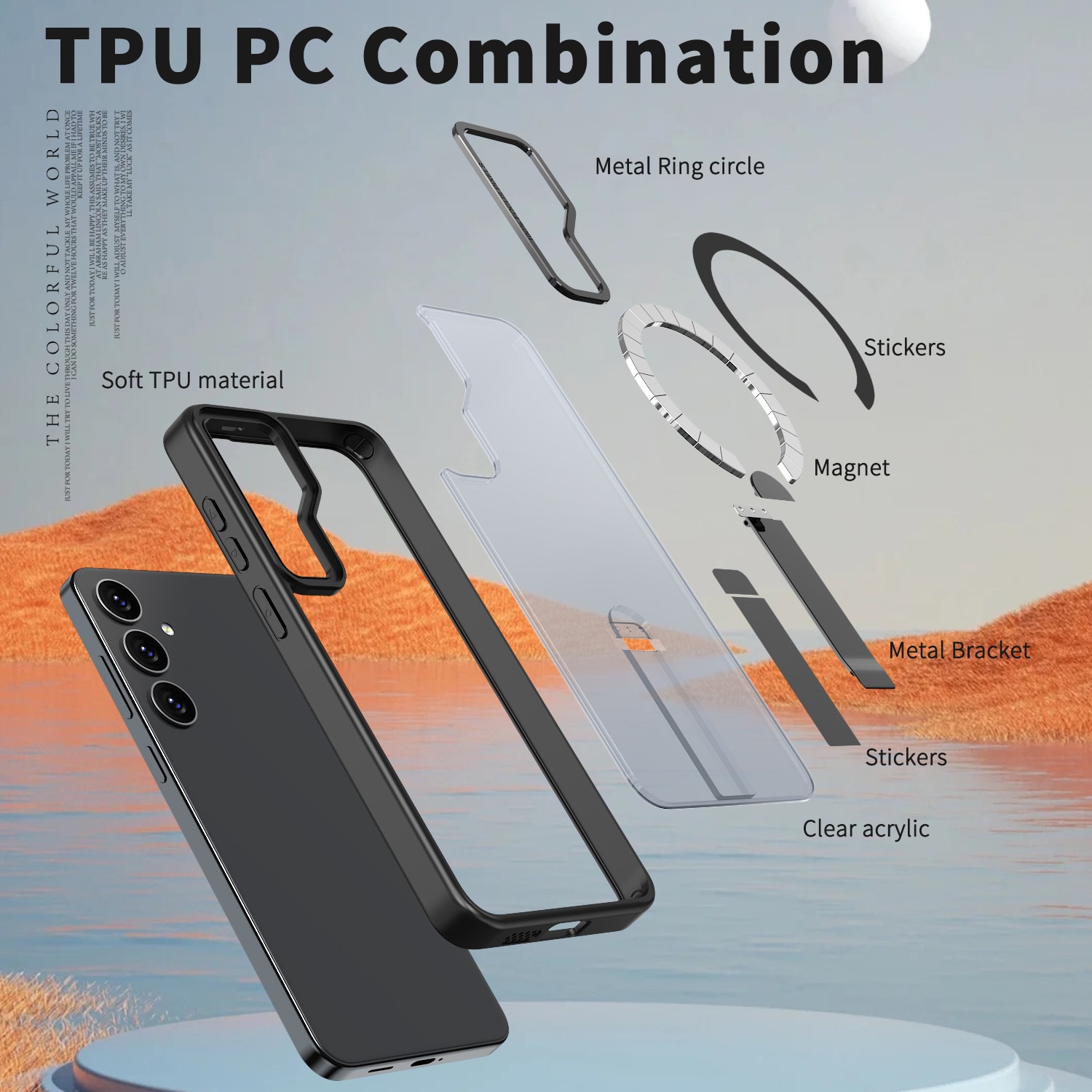 Husa de protectie pentru Samsung Galaxy S25 FE Compatibila cu MagSafe, Kickstand Metalic, TPU + Acril, Negru – Protectie Premium si Design Elegant