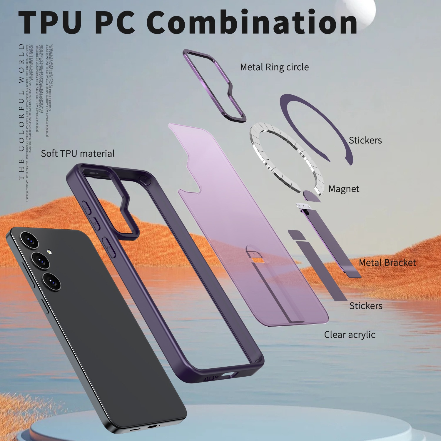 Husa de protectie pentru Samsung Galaxy S25 Compatibila cu MagSafe, Kickstand Metalic, TPU + Acril, Purple – Protectie Premium si Design Elegant