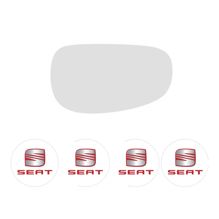 Sticla oglinda exterioara Stanga SEAT LEON din 1999 - 2020, auto, cu incalzire, Cri-Flo, 4 stickere auto SEAT