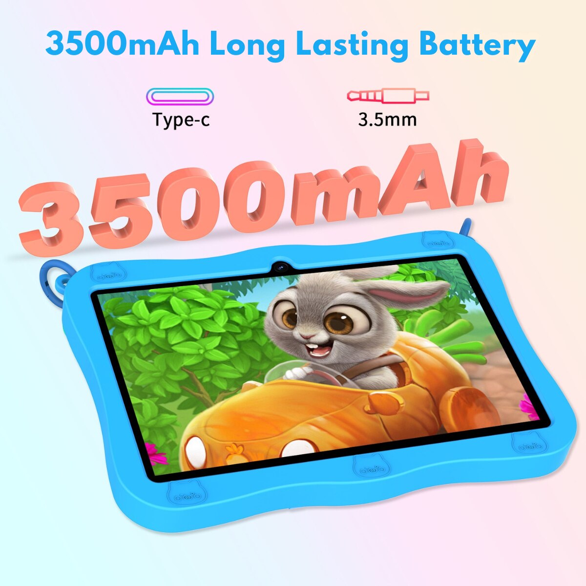 Tableta pentru copii de 7 inch Android 15 - Dasbo®, 8 (3+5) GB RAM +32GB ROM, Penta-core 1.8Ghz, WiFi6, Camera Duala, Baterie 3500mAh, Husa rezistenta la socuri si Control Parental, Software pentru copii preinstalat, Bluetooth, Albastra