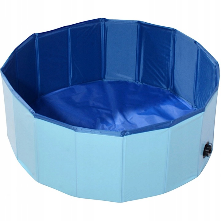 Басейн за кучета Saska Garden 80 x 30 см, сгъваем, устойчив PVC 0,18 мм, с отцедник, син