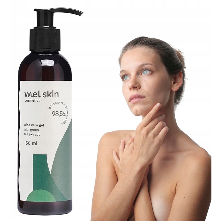 Gel De Aloe Vera Hidratant Universal, Mel Skin, 98,5% Ingrediente Naturale, Pentru Fata, Corp si Par, Calmeaza Iritatiile, Ofera Efect Linistitor si Proaspat, 150 ml