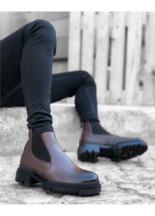 Férfi csizma, Valódi bőr, Base, 362084, Sötétbarna, 40