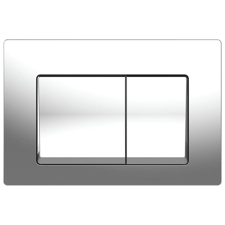 Buton de spalare WC AquaUno FLOW, crom, 24,5x16,5cm, 2 moduri de spalare, set compatibil cu Geberit Sigma