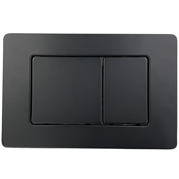 Buton de spălare WC set TILE, AquaUno, negru mat, 24,5x16,2cm, inox