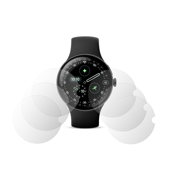 Set 6X Folie Protectie Ecran Folie24, pentru Google Pixel Watch 4, 41mm, 3X Ultra-Clear + 3X Mate, Adezive, Flexibile cu Auto Regenerare