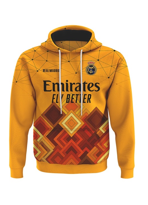 Real Madrid férfi hosszú ujjú kapucnis pulóver, többszínű
