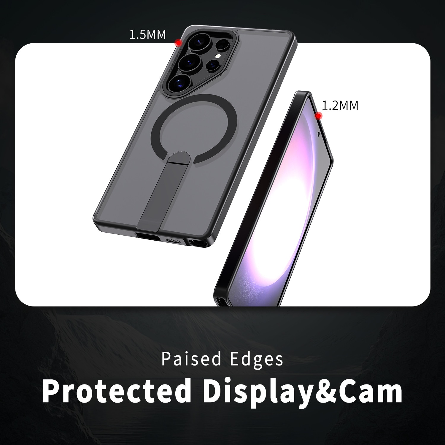 Husa de protectie pentru Samsung Galaxy S24 Ultra Compatibila cu MagSafe, Kickstand Metalic, TPU + Acril, Negru – Protectie Premium si Design Elegant
