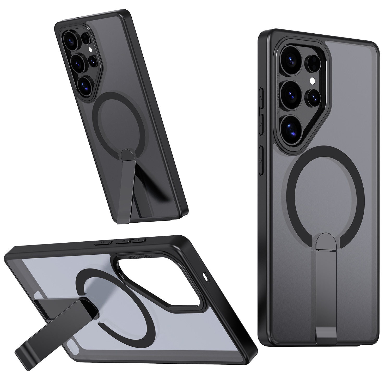 Husa de protectie pentru Samsung Galaxy S24 Ultra Compatibila cu MagSafe, Kickstand Metalic, TPU + Acril, Negru – Protectie Premium si Design Elegant