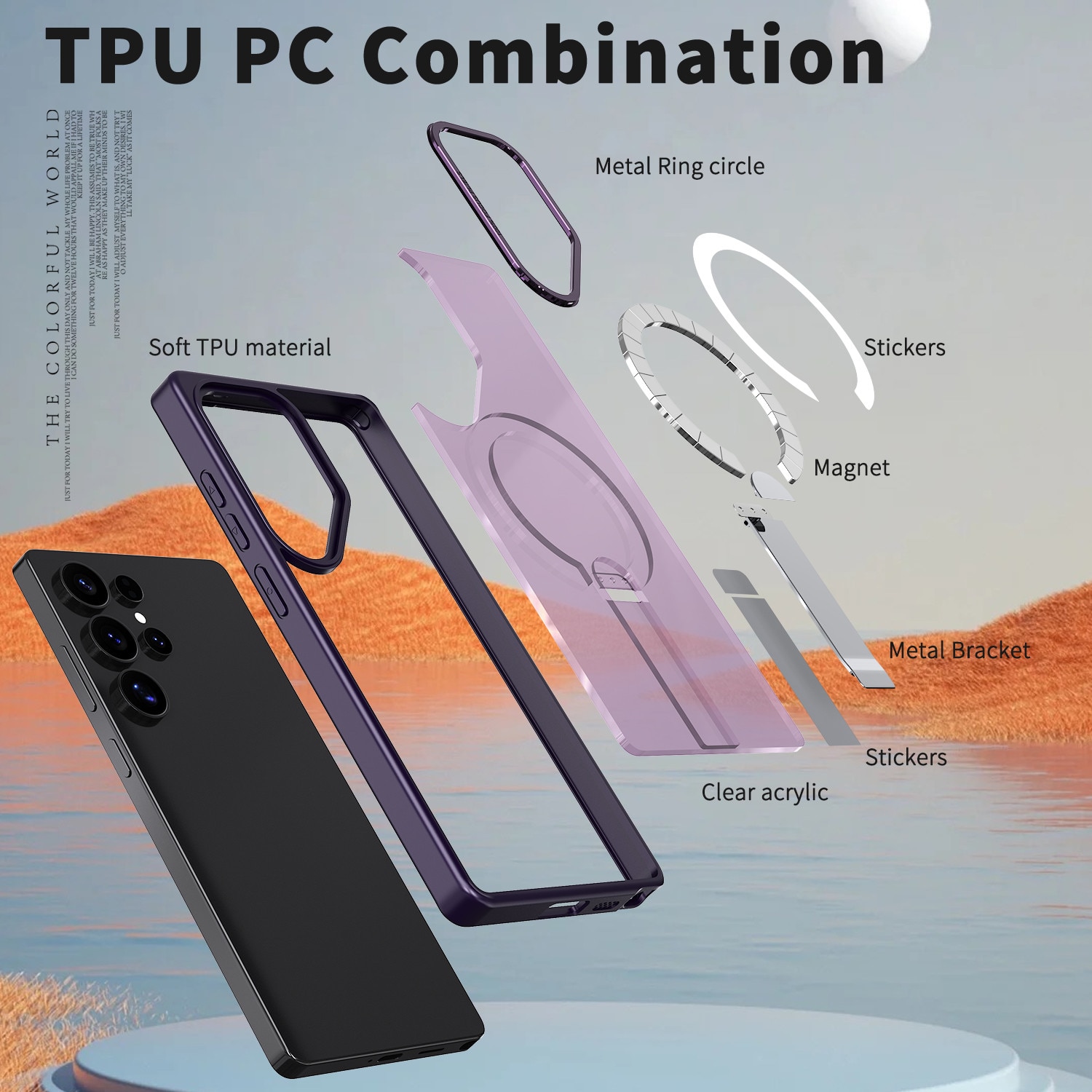 Husa de protectie pentru Samsung Galaxy S26 Ultra Compatibila cu MagSafe, Kickstand Metalic, TPU + Acril, Purple – Protectie Premium si Design Elegant