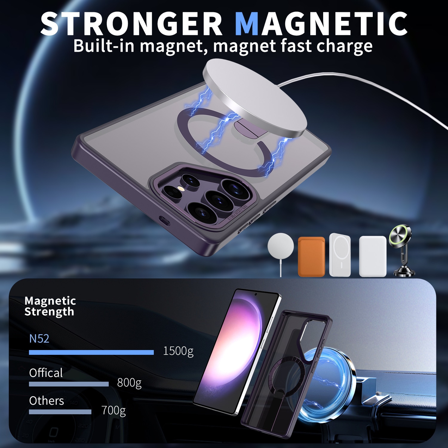 Husa de protectie pentru Samsung Galaxy S26 Ultra Compatibila cu MagSafe, Kickstand Metalic, TPU + Acril, Purple – Protectie Premium si Design Elegant