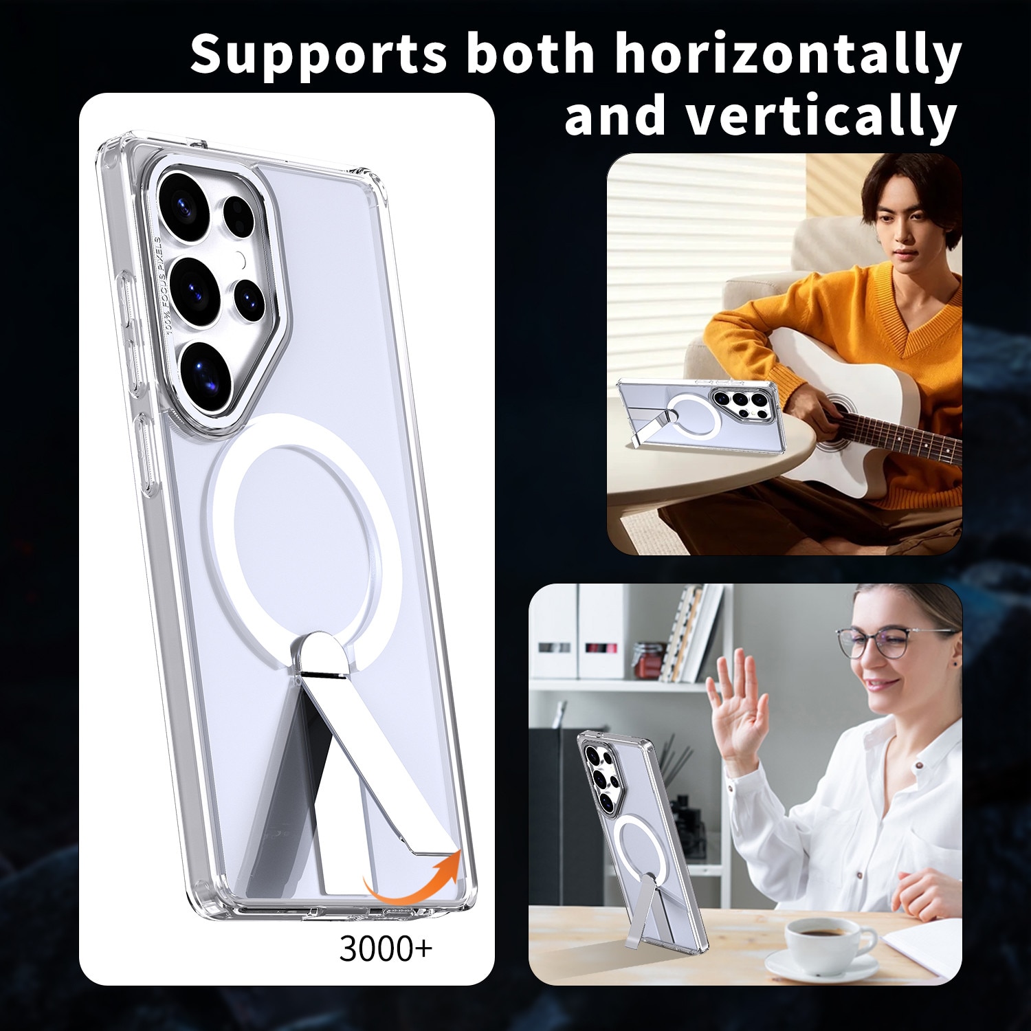 Husa de protectie pentru Samsung Galaxy S25 Ultra Compatibila cu MagSafe, Kickstand Metalic, TPU + Acril, Transparent – Protectie Premium si Design Elegant