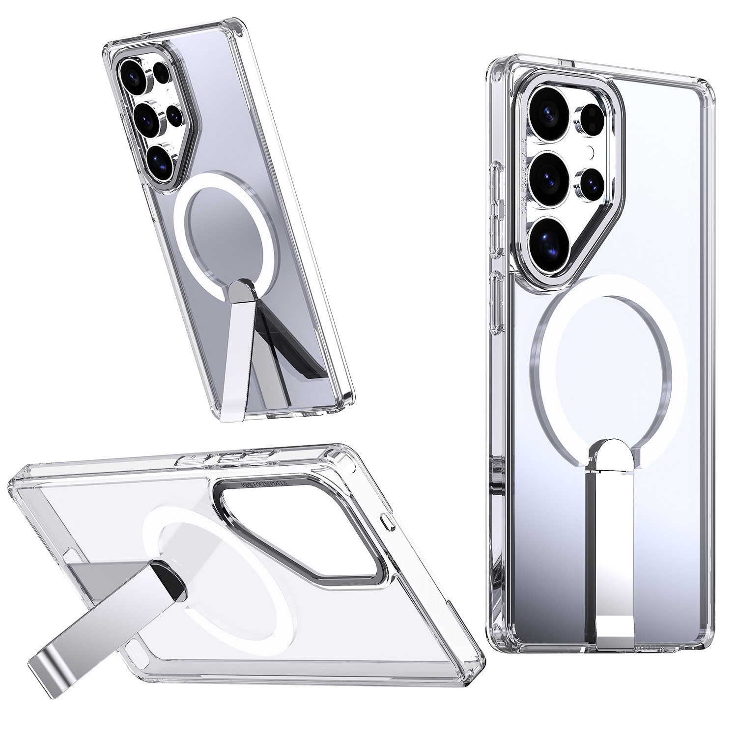Husa de protectie pentru Samsung Galaxy S25 Ultra Compatibila cu MagSafe, Kickstand Metalic, TPU + Acril, Transparent – Protectie Premium si Design Elegant