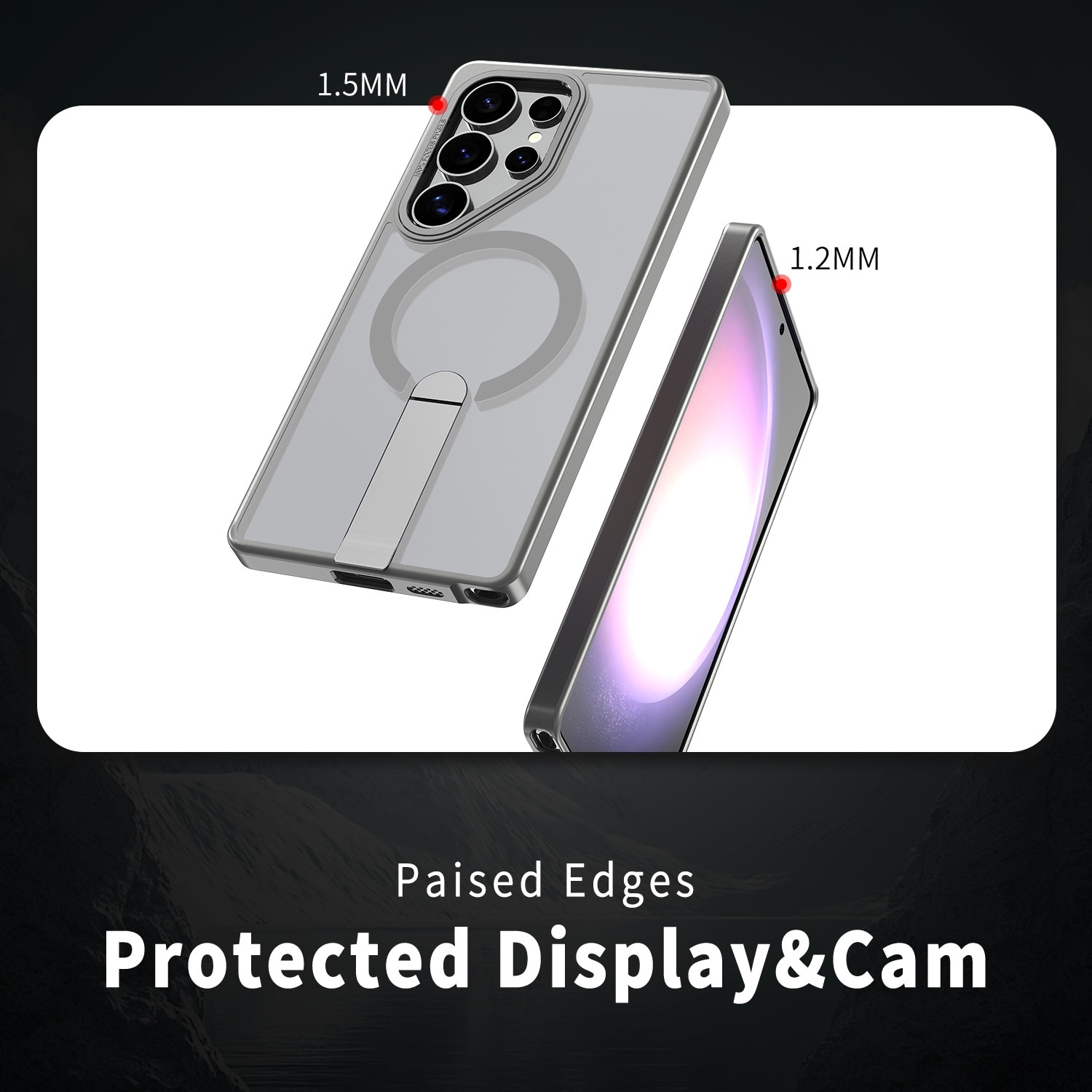 Husa de protectie pentru Samsung Galaxy S24 Ultra Compatibila cu MagSafe, Kickstand Metalic, TPU + Acril, Gri – Protectie Premium si Design Elegant
