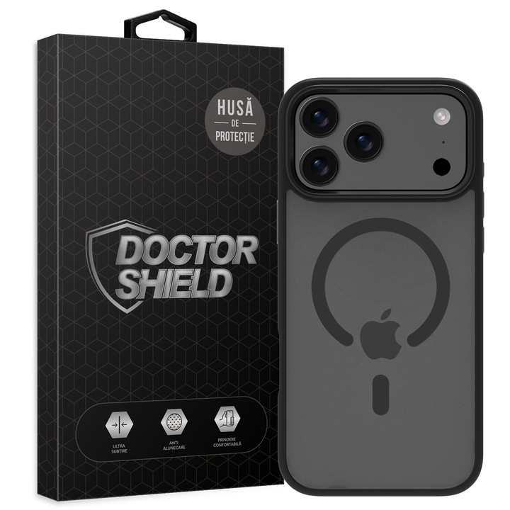 Husa de Protectie, Compatibila Apple iPhone 17 Pro Max, Doctor Shield Fantom, MagSafe - Negru