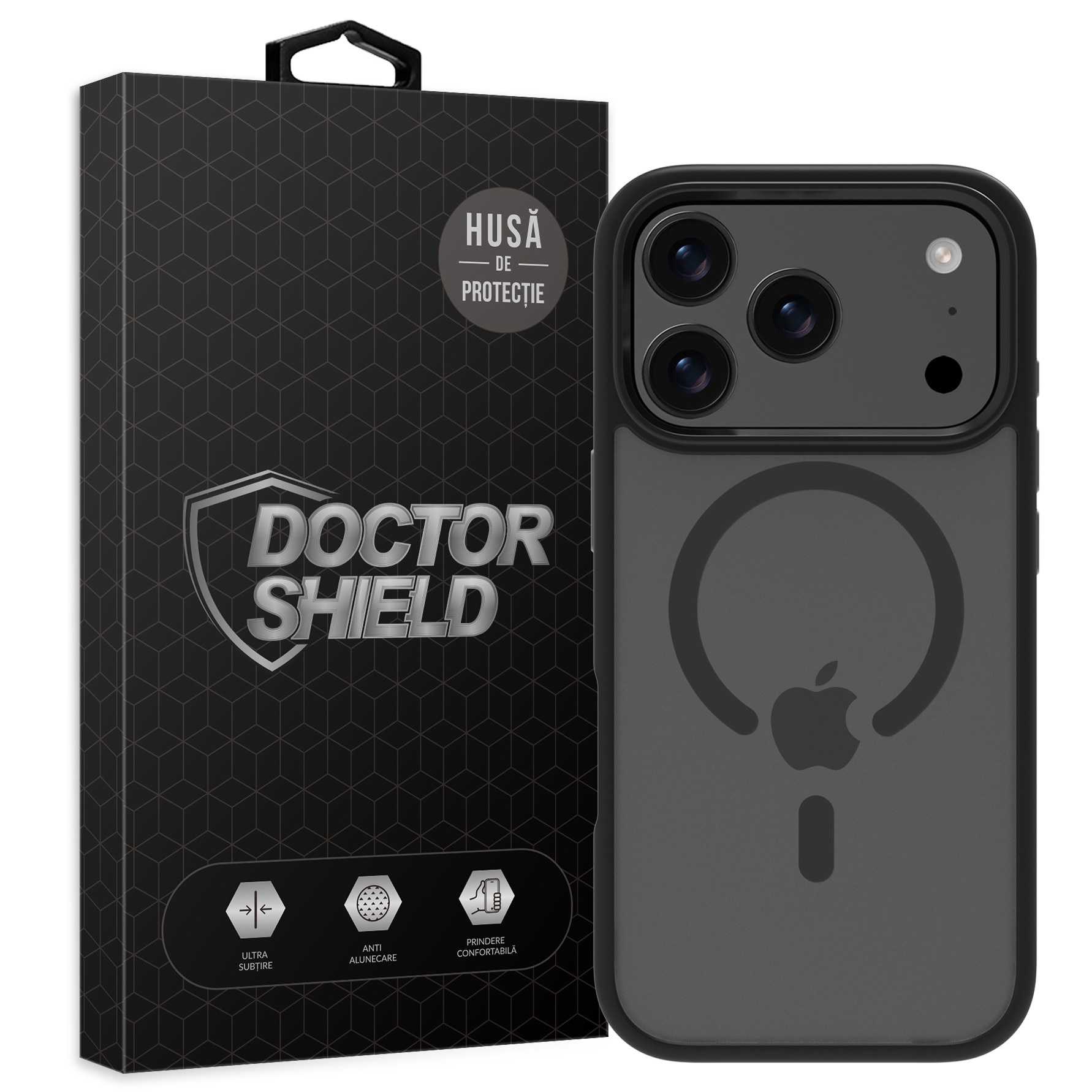Husa de Protectie, Compatibila Apple iPhone 17 Pro, Doctor Shield Fantom, MagSafe - Negru