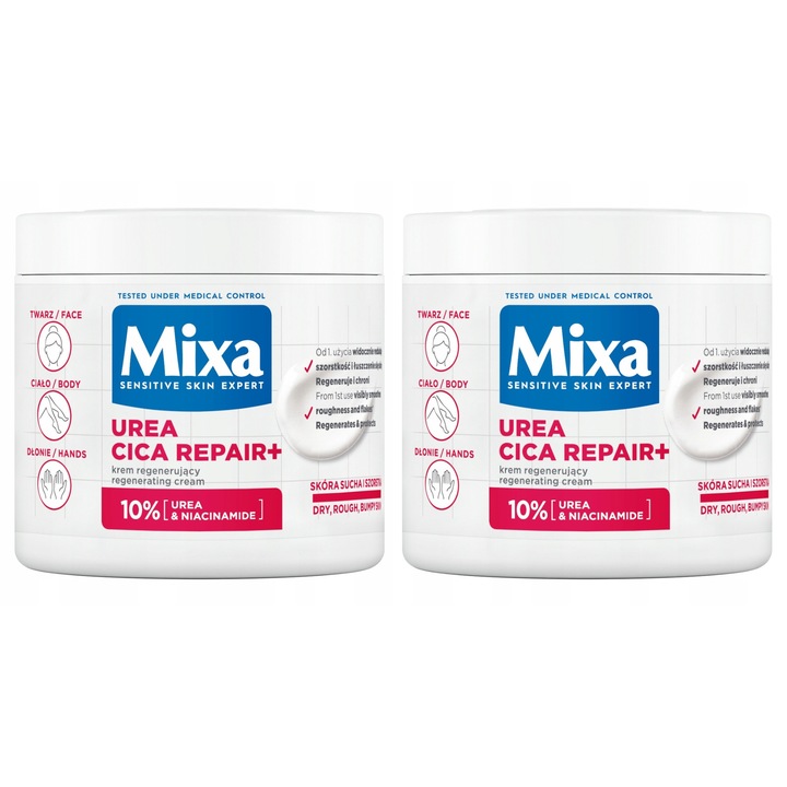 Set 2x Crema regeneratoare Mixa Urea Cica Repair+, 400 ml