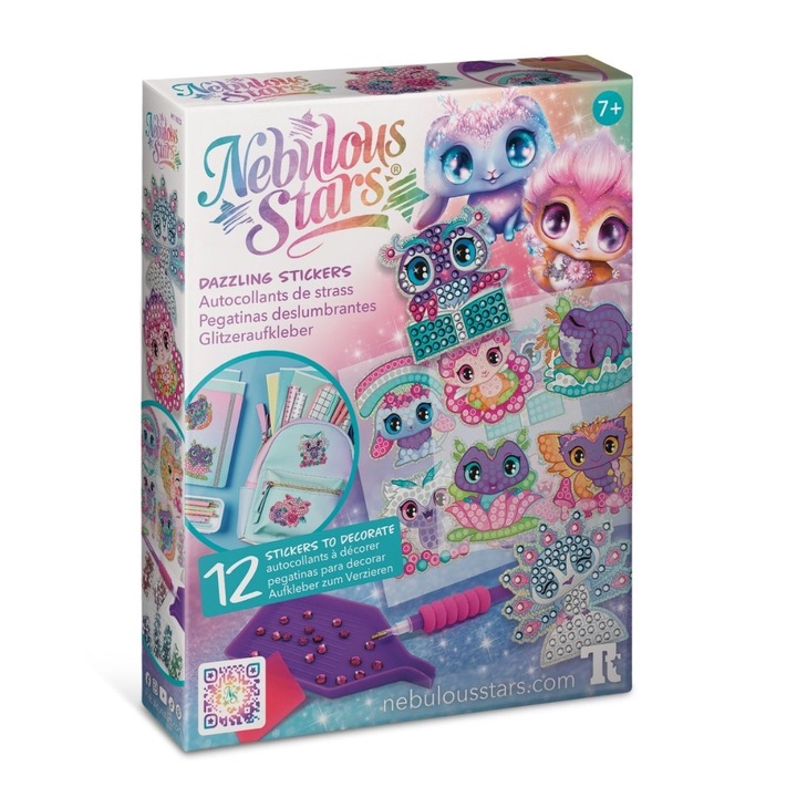 Set creativ 12 stickere stralucitoare cu diamante artificiale – Nebulous Stars, Dazzling Stickers, 7+ ani