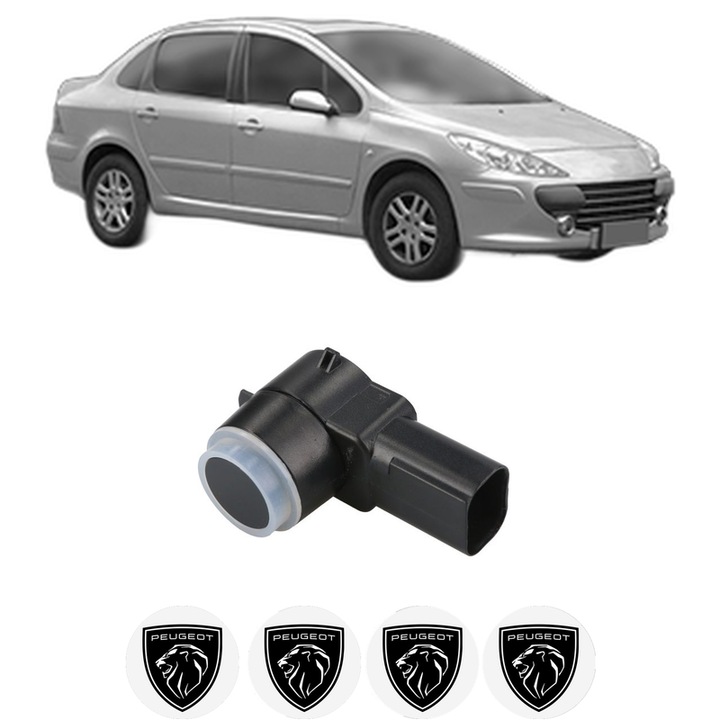 Senzor parcare PEUGEOT 307 Saloon din 2006-2012, pentru bara Fata Spate, 4 Stickere auto PEUGEOT
