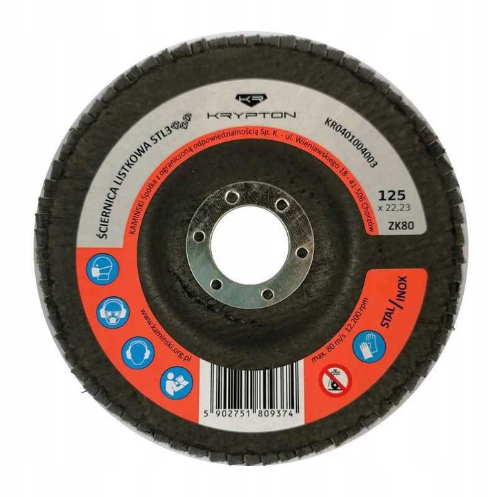 Disc de slefuire Krypton STL3 125mm P40, pentru otel negru si inox, set 1 bucata