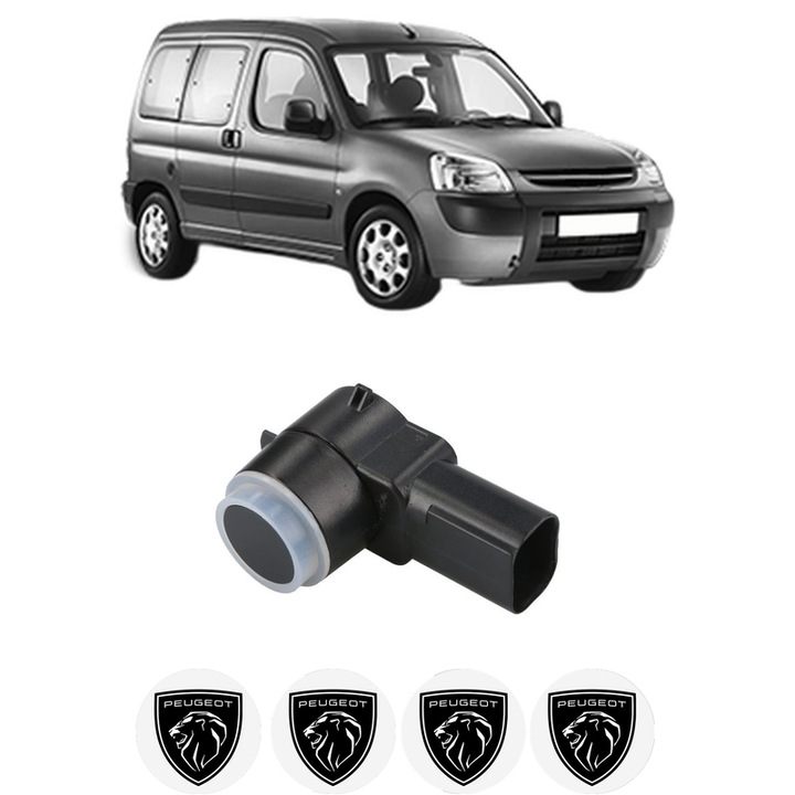 Senzor parcare PEUGEOT PARTNER TEPEE din 2008-2018, pentru bara Fata Spate, 4 Stickere auto PEUGEOT