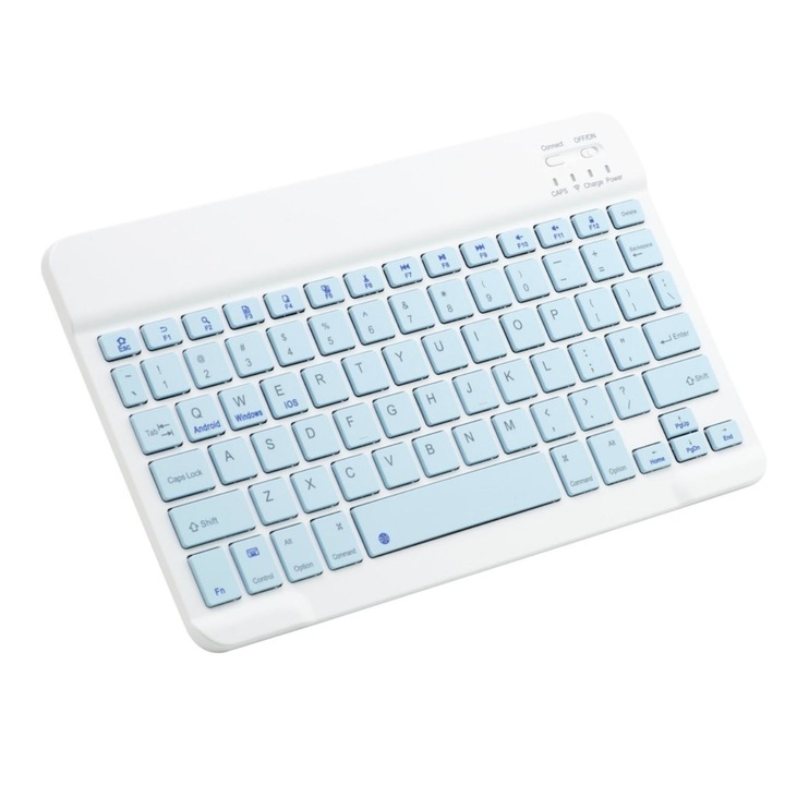 Tastatură Bluetooth Slim, reincarcabilă, multi-device, albastră, 25x15x0, 6cm