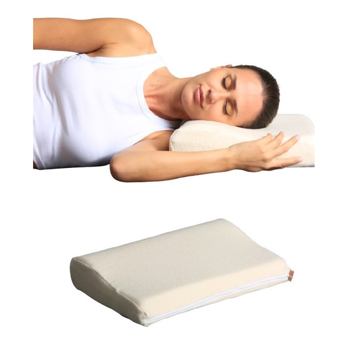 Perna Cervicala Ortopedica din Spuma cu Memorie, Contur Anatomic, 53×10×34 cm Morsa Cyberg 142.120