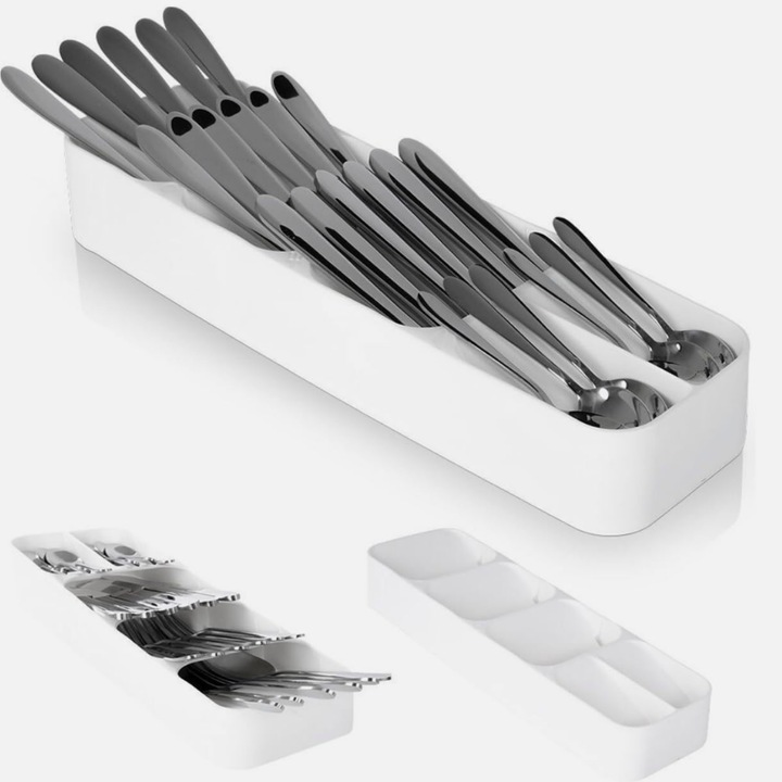 Suport tacamuri Macvi® organizator compact material durabil design modern stabilitate sporita culoare alb