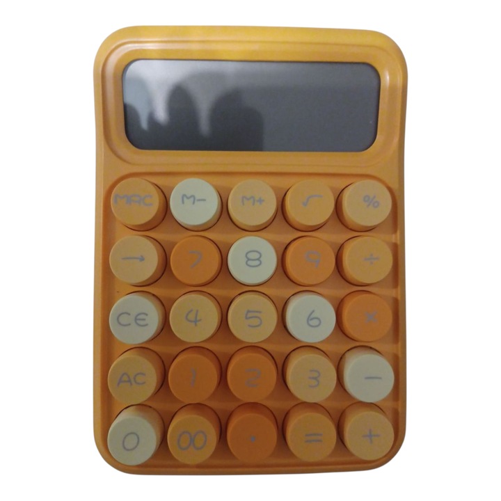 Asztali Számológép 12 számjegyű, Nagy gombok, Egyszerű műveletek, Vision XXI, Narancssárga