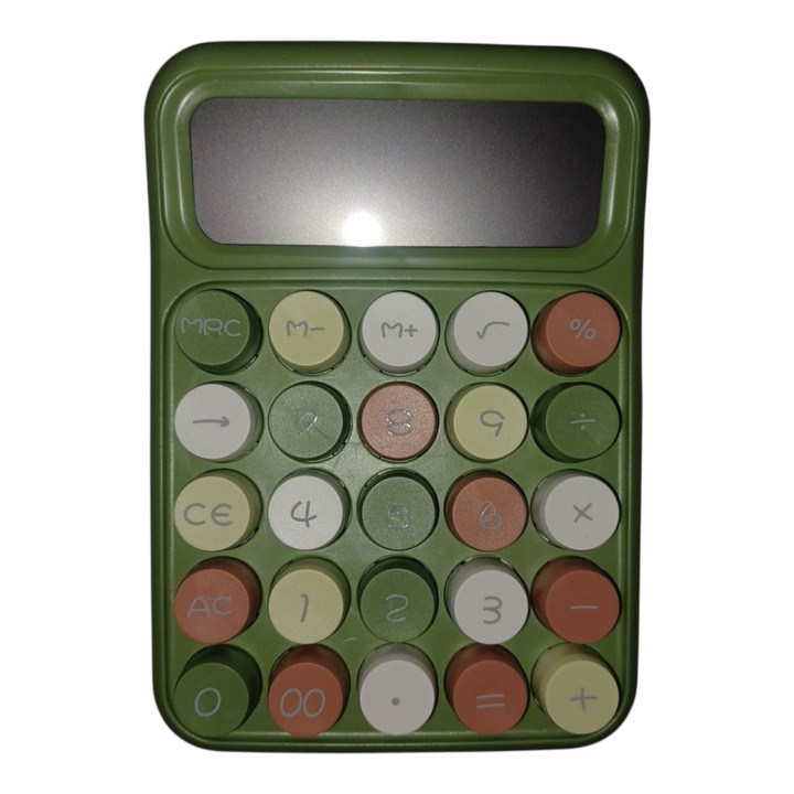 Asztali számológép, 12 számjegyű, Nagy gombok, Egyszerű műveletek, Vision XXI, Zöld