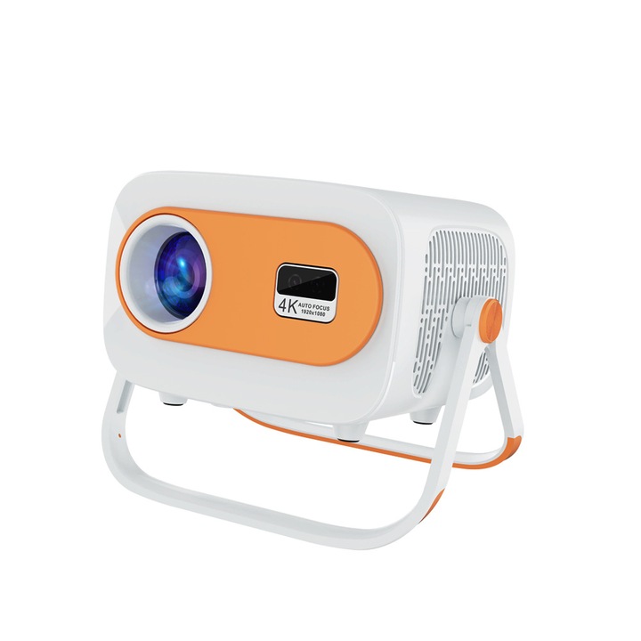 Projektor, 4K HD, Wi-Fi/Bluetooth, 280 ANSI lumen, hordozható, 200 hüvelykes nagy képernyő, fehér