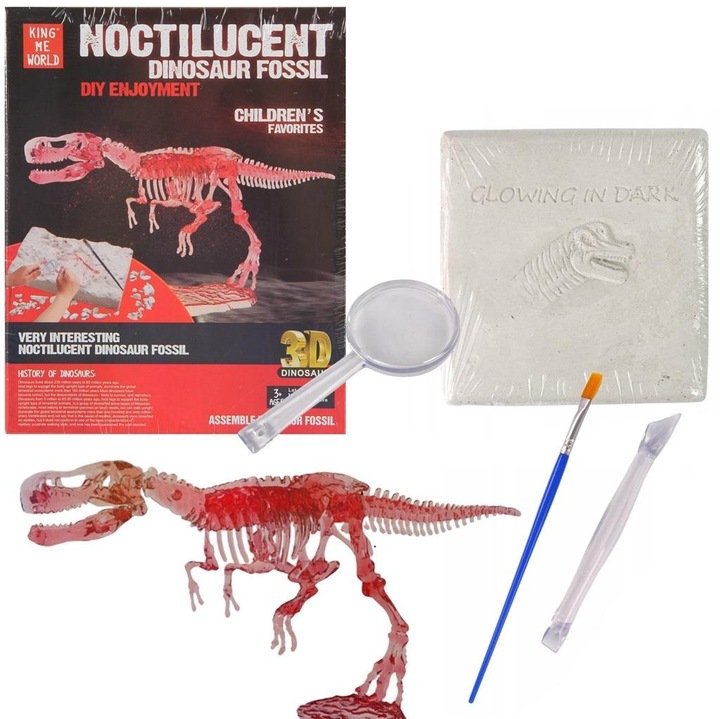 TRIFOX oktató játékszett, paleontológiai ásatás, dinoszaurusz csontváz, világító, 30x20cm