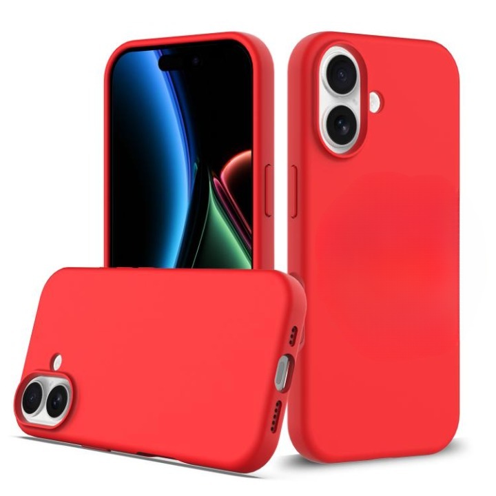 Tok Apple iPhone 17-hez, Prémium Bársonyos Szilikon, Kameravédelem, Fedett Kamerák, Mikroszálas Belső, Piros