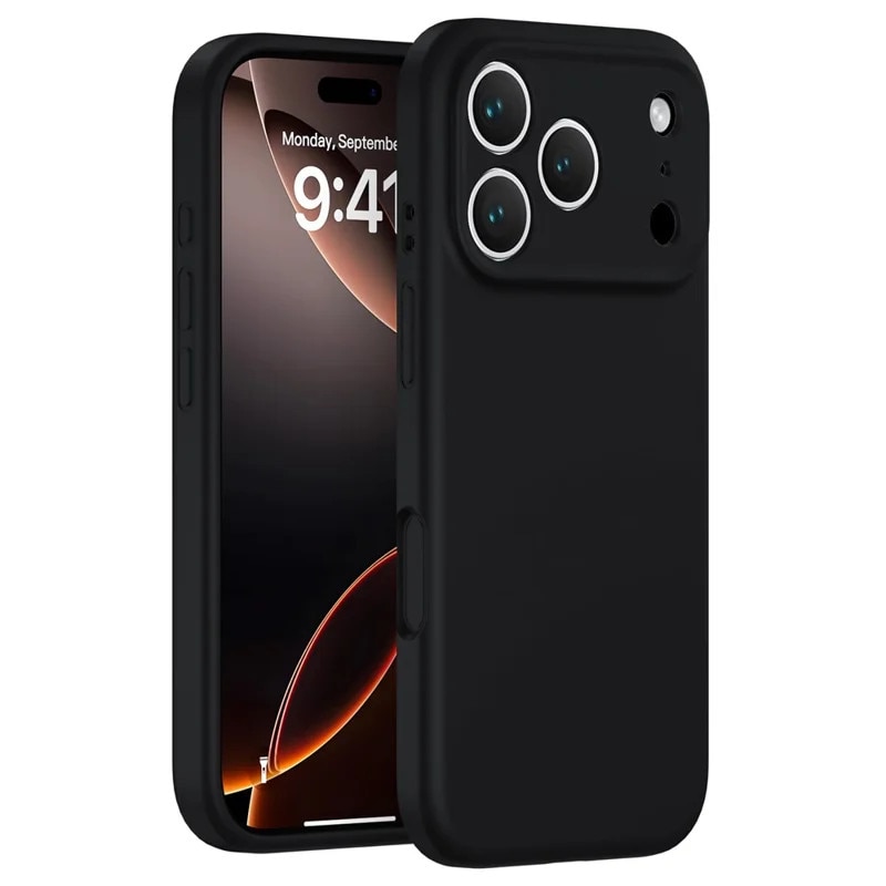 Husa pentru Apple iPhone 17 Pro Max, Silicon Premium Catifelat, Protectie Camere, Camere Acoperite, Microfibra In Interior, Negru