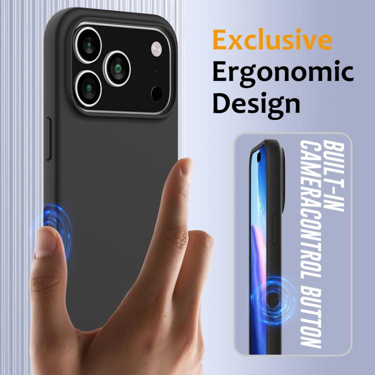 Husa pentru Apple iPhone 17 Pro Max, Silicon Premium Catifelat, Protectie Camere, Camere Acoperite, Microfibra In Interior, Negru