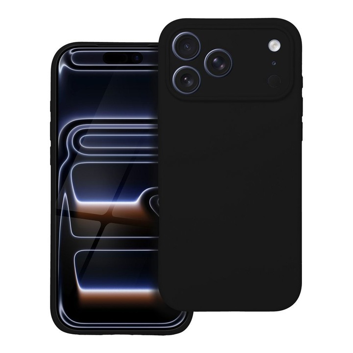 Husa pentru Apple iPhone 17 Pro Max, Silicon Premium Catifelat, Protectie Camere, Camere Acoperite, Microfibra In Interior, Negru