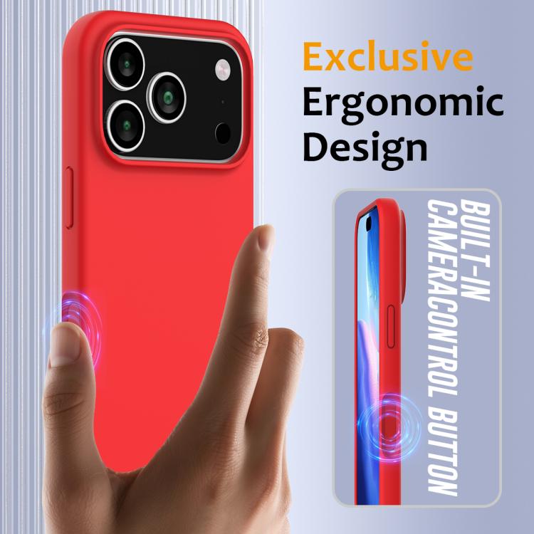 Husa pentru Apple iPhone 17 Pro Max, Silicon Premium Catifelat, Protectie Camere, Camere acoperite, Microfibra In Interior, Rosu