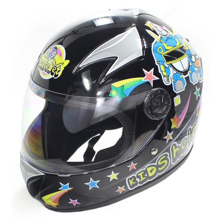 Casca integrala copii, Safebet HF-909E08, culoare negru, marime YXL