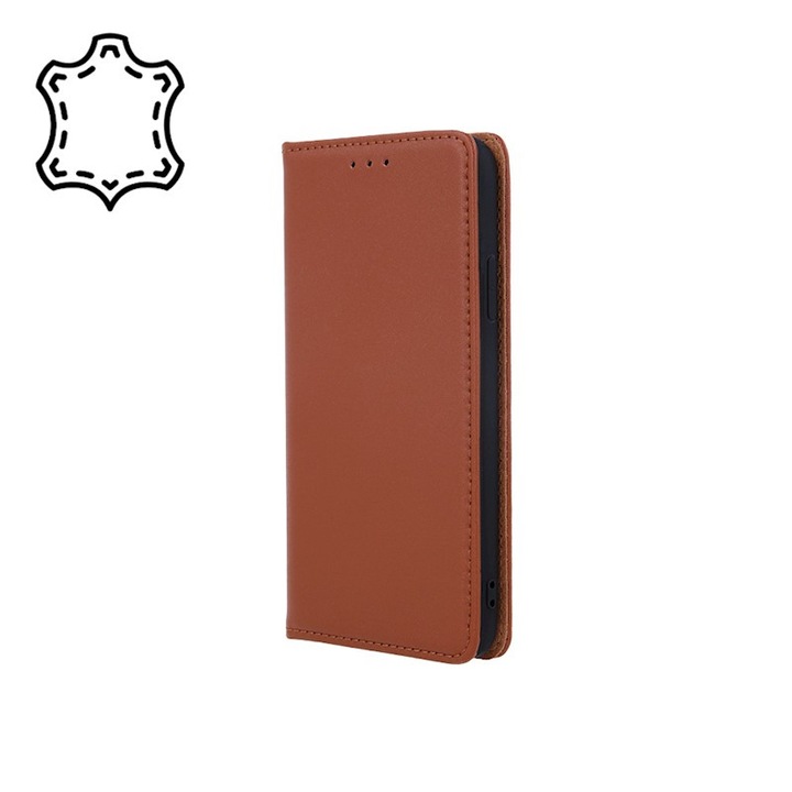 Tok Samsung Galaxy A36 / A56 5G-hez, Valódi bőr Smart Pro, Ütésálló, Mágneses záródás, Kártyatartó, Kitámasztó funkció, Barna