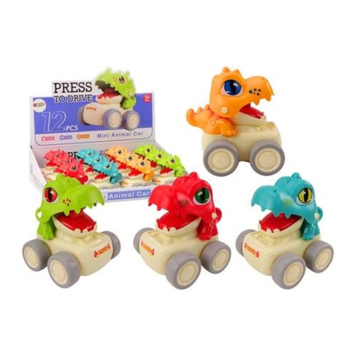 Jucarie masinuta cu motor Leantoys dinozaur multicolor 10x14cm