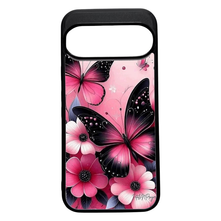 Puha TPU tok, Google Pixel 9/9 Pro-val kompatibilis, Pillangó design