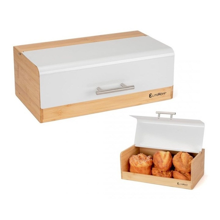 Elitehoff kenyérkosár, fehér/világos fa, 36x20x13.5cm, modern design, környezetbarát anyagokból
