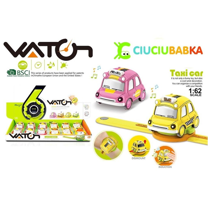 Óra levehető kisautóval, CIUCIUBABKA, fény- és hangfunkciókkal, vegyes színek