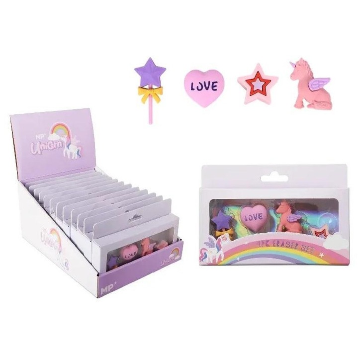 4 db-os Unikornis radír szett, MP Main Paper